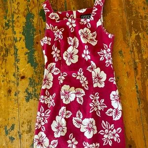 90s 2000s y2k vintage City Triangles Hibiscus Sun Dress // size 5/6 small